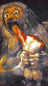 Detail of Francisco de Goya's painting Staurn devouring His Son